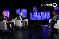 Presidente do BNDES, Aloizio Mercadante, e diretor-presidente da Embraer, Francisco Gomes Neto, no Especial Economia e Futuro