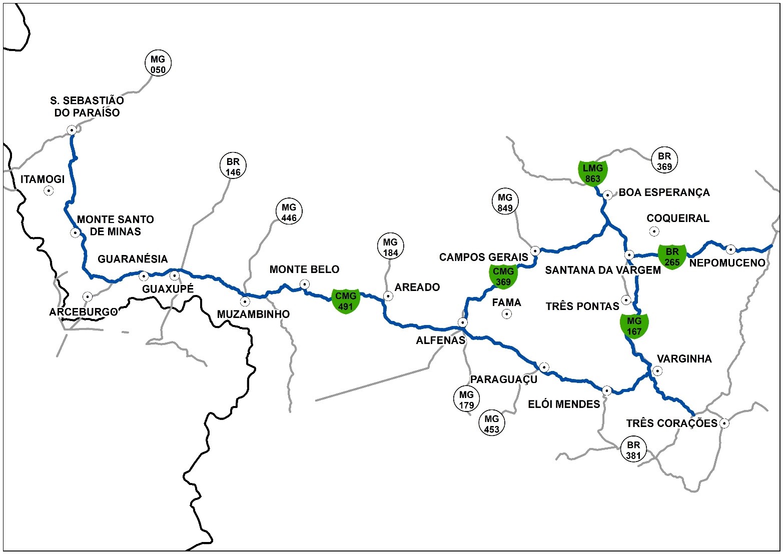 Mapa Varginha - Furnas